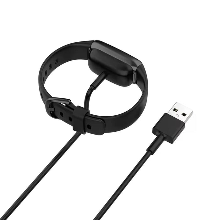 Black Fitbit Charge 5/6/Luxe charger from That Watch Shop, compatible charging cable for Fitbit fitness trackers.