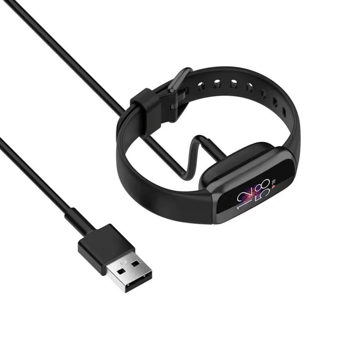 Black Fitbit Charge 5/6/Luxe charger from That Watch Shop, designed for convenient charging of fitness trackers.