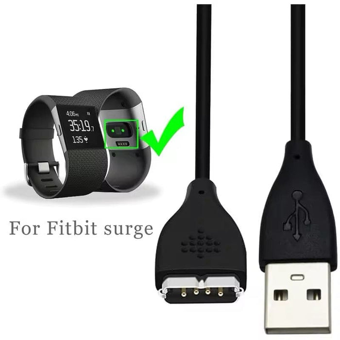 Fitbit Surge charger with USB cable for easy charging, compatible with Fitbit Surge fitness watch.