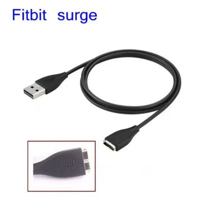 Black Fitbit Surge charger from That Watch Shop, compatible with Fitbit Surge fitness tracker, designed for easy charging.