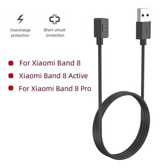 Black Xiaomi Smart Band 8/9/10 Series charger with USB connector for easy charging.