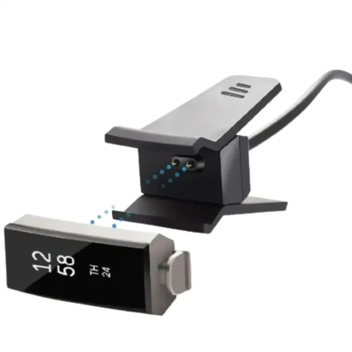 Habicare TWS USB charging cable with clip for Fitbit Alta HR, replacement charger cradle and dock on a white background.