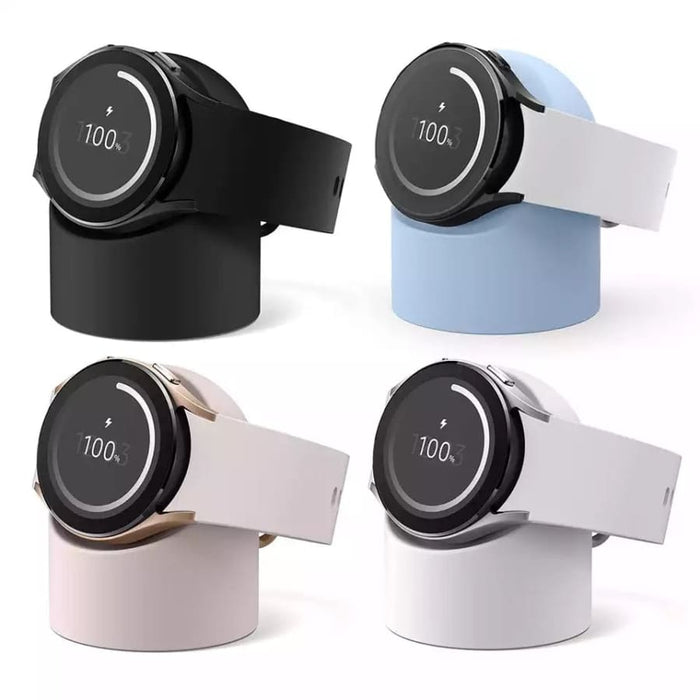 Samsung smartwatch charging stand, compatible with various watches, designed for easy charging and display.