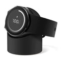 Black Samsung watch charging stand for smartwatch dock, designed for easy charging and display of compatible Samsung watches.