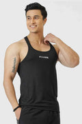 Black Checks Stringer tank top by Fuaark Nz featuring a fitted sleeveless design with checkered pattern.