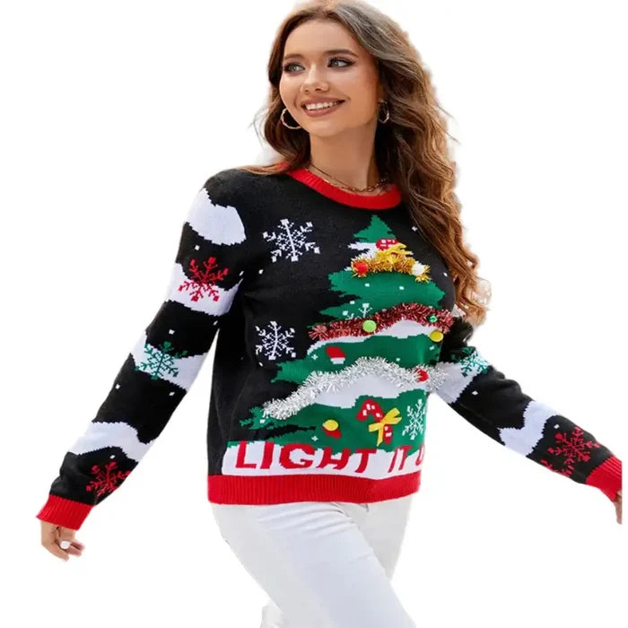 Knitted Christmas jersey in SS style by Habicare, featuring festive holiday patterns and cozy winter knit fabric.