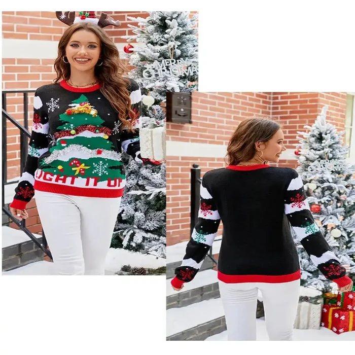 Knitted Christmas Jersey by Habicare featuring festive holiday designs, short-sleeve style, suitable for winter celebrations.
