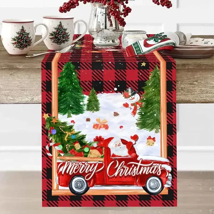 Habicare Christmas table runner in SS size with 9 festive designs, featuring holiday-themed patterns for seasonal decor.