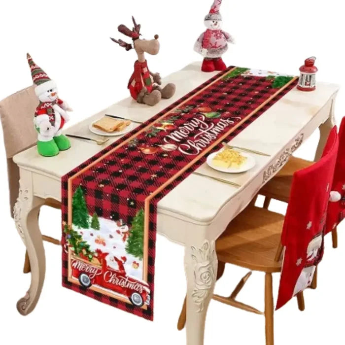 Habicare Christmas table runner in design 2, made of SS fabric, featuring festive holiday patterns for seasonal decor.