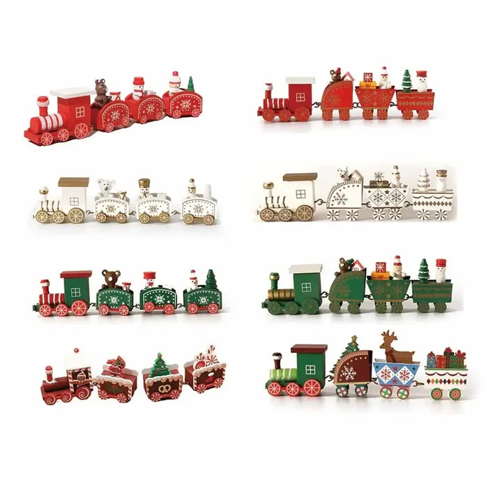 Habicare Christmas Wooden Train SS toy with colorful train cars and festive holiday design, perfect for Christmas decorations or play.