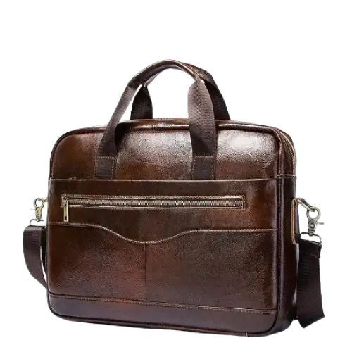 Habicare 9eight5 classic leather office bag with sturdy handles and multiple compartments, ideal for professional use.