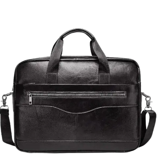 Habicare 9eight5 classic leather office bag with sturdy handles and multiple compartments, suitable for professional work and travel.