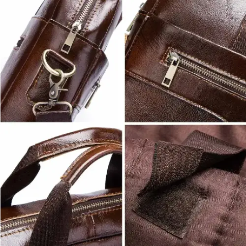 Habicare 9eight5 classic leather office bag with sturdy handles and multiple compartments, perfect for professional use.