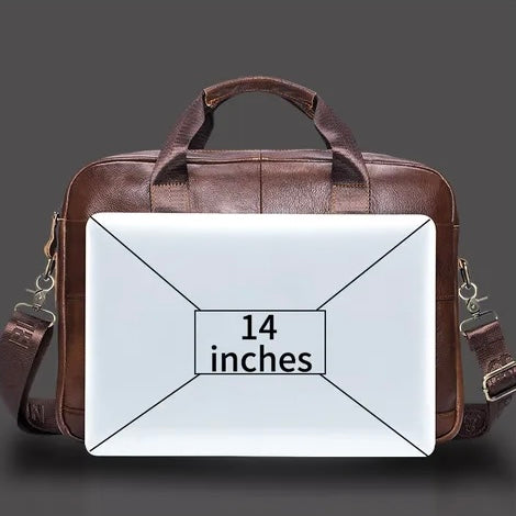 Habicare 9eight5 classic leather office bag with sturdy handles and sleek design, ideal for professional work or business use.