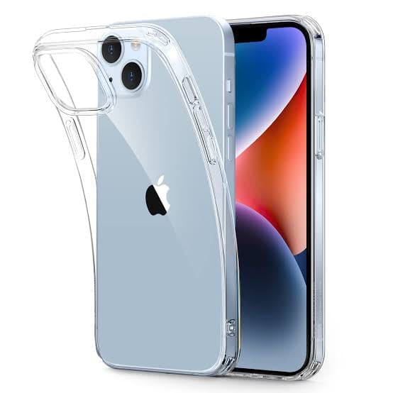 Clear 9eight5 phone case for iPhone 14 (6.1-inch), transparent protective cover showing the phone's design.