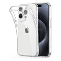 Clear 9eight5 phone case for iPhone 15 Pro (6.1-inch) showcasing transparent design and precise cutouts for buttons and camera.