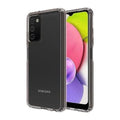 Clear phone case for Samsung Galaxy A03S by 9eight5, showing a transparent protective cover with precise cutouts for buttons and camera