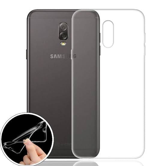 Clear 9eight5 phone case for Samsung Galaxy C8, transparent protective cover showing phone's design and edges.