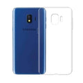 Clear phone case for Samsung Galaxy J2 Pro (2018) by 9eight5, showing the transparent design and precise cutouts.