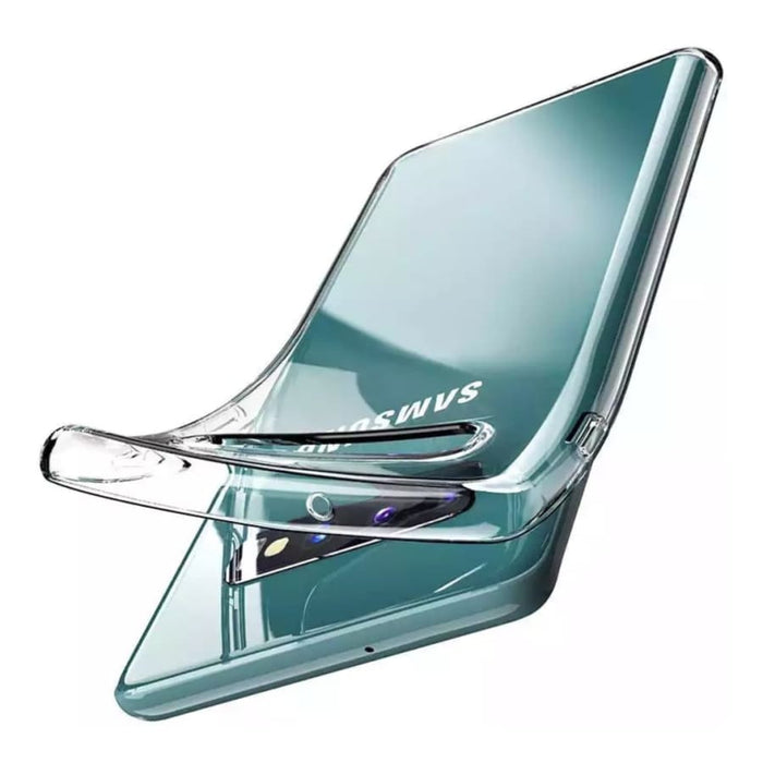 Transparent 9eight5 phone case for Samsung Galaxy S10 5G 6.7-inch model, showing a sleek, clear protective cover.