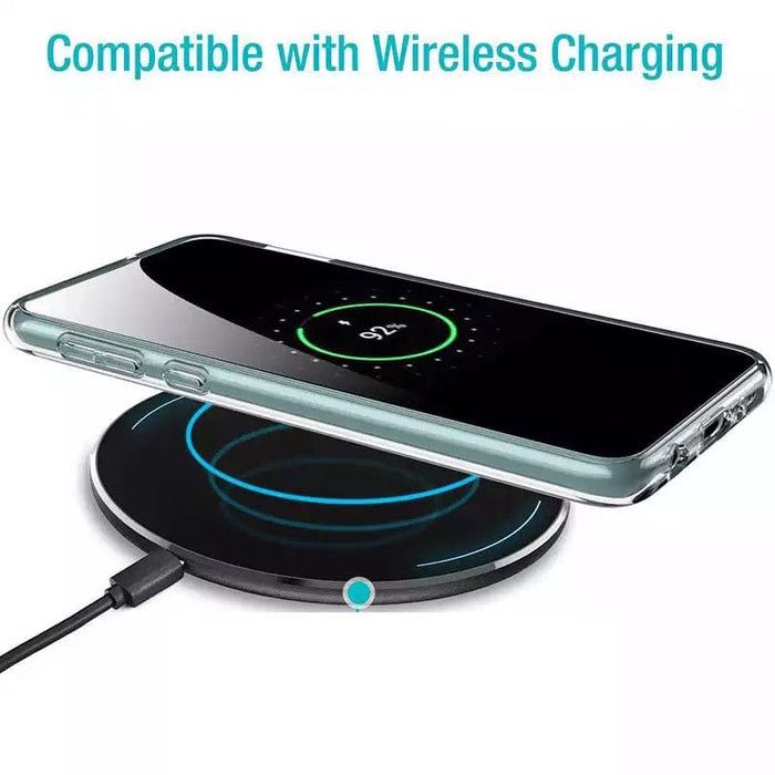 Clear phone case for Samsung Galaxy S10 5G 6.7-inch by 9eight5, showing the transparent design and precise cutouts.