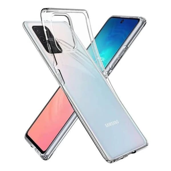 Clear 9eight5 phone case for Samsung Galaxy S10 Lite with 6.7-inch display, showing the transparent design and slim profile.