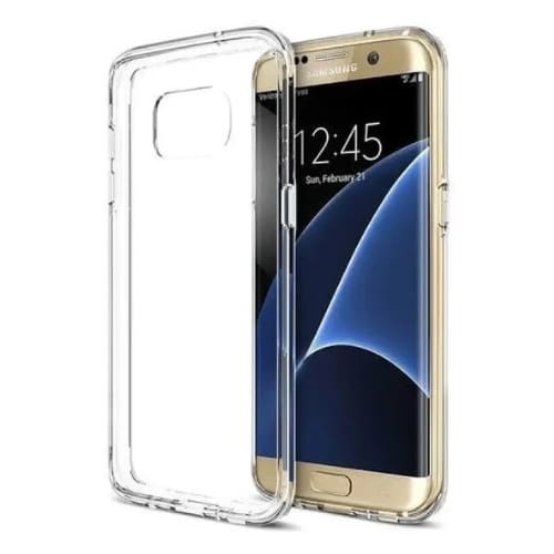 Clear case for Samsung Galaxy S7 Edge by 9eight5, showing a transparent protective phone cover with precise cutouts.