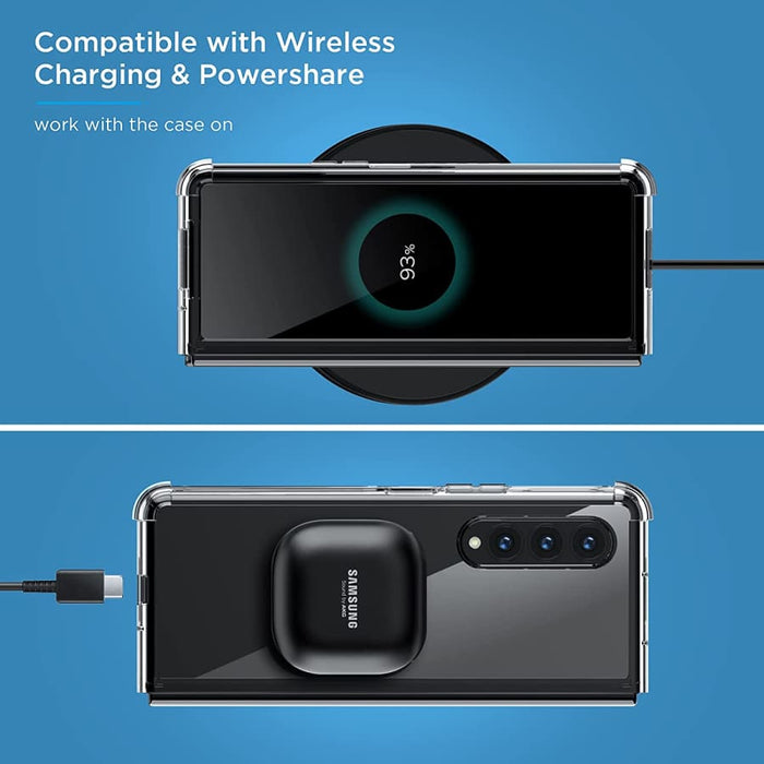 Clear phone case for Samsung Galaxy Z Fold 2 by 9eight5, showing the protective transparent design and precise cutouts.