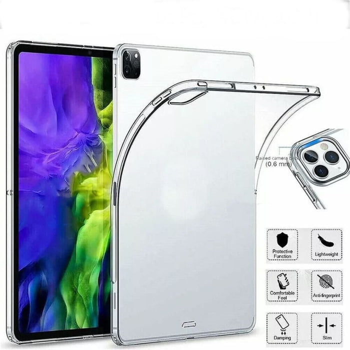 Clear protective cover for iPad Pro 12.9-inch 6th and 5th generation by 9eight5, showing the transparent, slim design on the tablet.