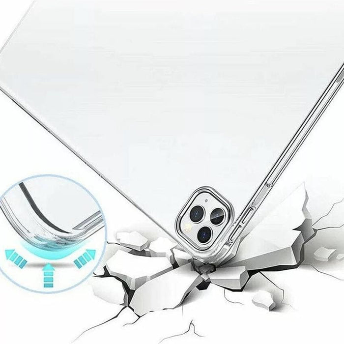 Clear protective cover for iPad Pro 12.9-inch 6th and 5th generation by 9eight5, showing the transparent design on the tablet.