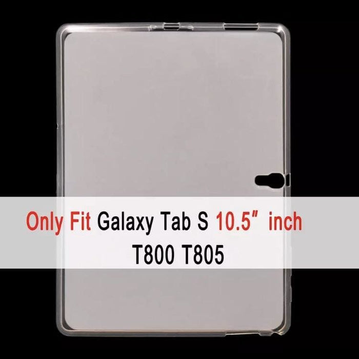 Clear protective cover for Samsung Galaxy Tab S 10.5” (2014) T800/T805 by 9eight5, showing the transparent tablet case on the device.