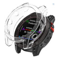 Clear protective case for Garmin fenix Chronos Series smartwatch, transparent TPU cover highlighting watch face and band.