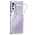 Clear silicone case for Samsung Galaxy A series by 9eight5 from Habicare, showing a transparent protective cover fitting the phone.