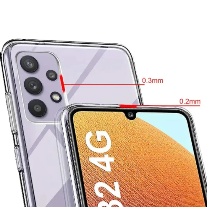 Clear silicone case for Samsung Galaxy A Series by 9eight5 from Habicare, showing the transparent protective phone cover.