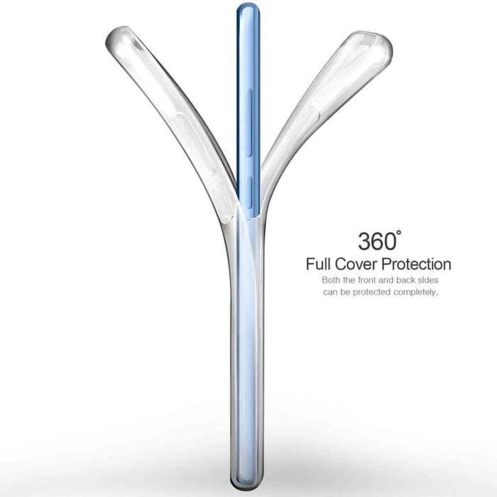Clear silicone phone case for Samsung Galaxy Note 10 by 9eight5, showing the transparent, flexible material covering the device.