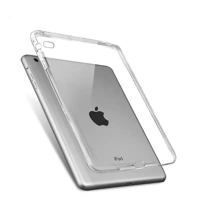 Clear silicone cover for iPad 5th and 6th gen, iPad Air and Air 2 from 9eight5, showing a slim protective case on a tablet.
