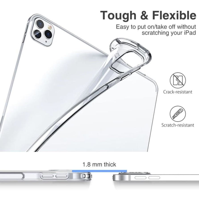 Clear silicone cover for iPad Pro 11-inch 2nd generation 2020 by 9eight5, showing the transparent protective case on the tablet.
