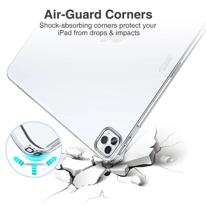 Clear silicone cover for iPad Pro 11-inch 2nd gen (2020) by 9eight5, showing the transparent protective case on the device.