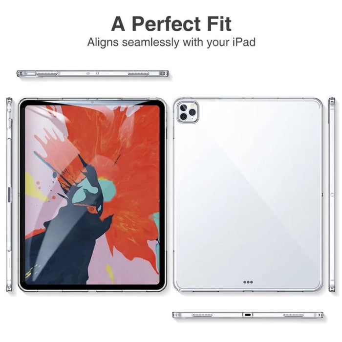 Clear silicone cover for iPad Pro 11-inch 2nd Gen by 9eight5, showing the transparent protective case fitted on the tablet.
