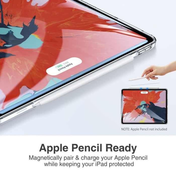 Clear silicone cover for iPad Pro 11-inch 2nd gen (2020) by 9eight5, showing the transparent protective case on the tablet.