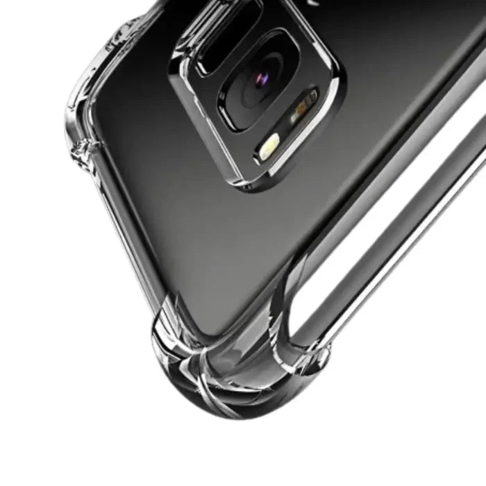 Clear silicone shockproof case for Samsung Galaxy S and Note series by Habicare, showing a slim, transparent protective cover.