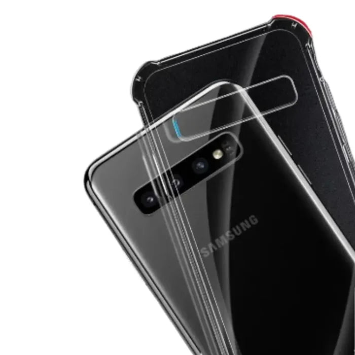 Clear silicone shockproof case for Samsung Galaxy S and Note series by Habicare, showing the transparent, flexible phone protection.