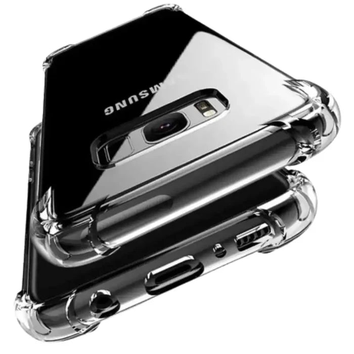 Clear silicone shockproof case for Samsung Galaxy S and Note series, designed by Habicare with durable protection.