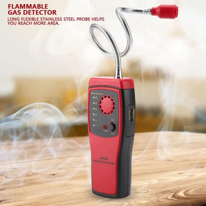 9eight5 combustible gas detector with sound and light alarm, handheld tool for detecting combustible gases safely.