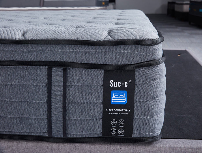 Comfortably 7 Zones Pocket Spring Mattress by Sue-E Furniture, showcasing plush surface with detailed pocket spring design.
