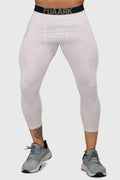 White compression tights by Fuaark Nz, high-performance workout tights with a snug fit and breathable fabric for active wear.