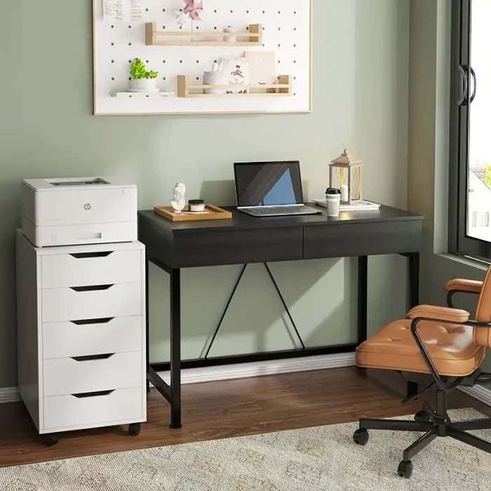 Habicare SS computer desk with drawers in three colors, featuring a sleek design and ample storage space for home or office use.