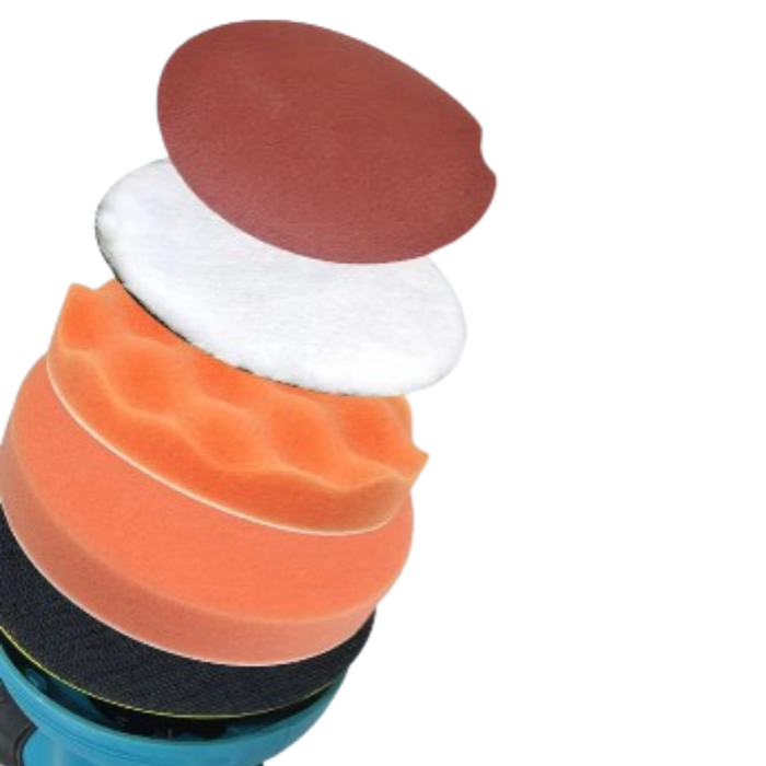 Habicare Cordless Car Polisher 18-21V with 8-speed settings, shown in four different types, ideal for automotive polishing.