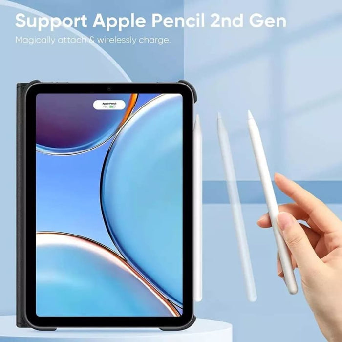9eight5 iPad mini 6th gen cover in black, protective case with precise cutouts for camera and ports for the tablet.