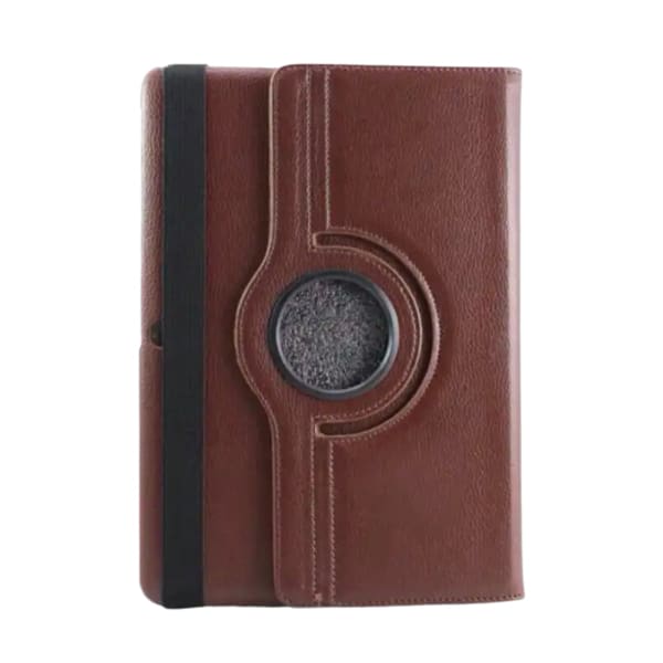 Black and brown 9eight5 cover for Samsung Galaxy Note 10.1 (2014) P600 and Tab Pro 10.1 T520 tablets, showing front view.